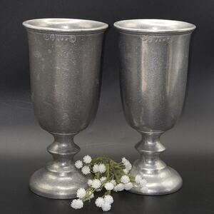 Wilton Ametale Plough Tavern 2 Water Goblets Cup Aluminum Metalware Made In USA